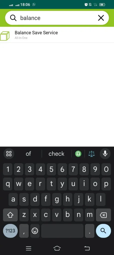 balance saving service on app